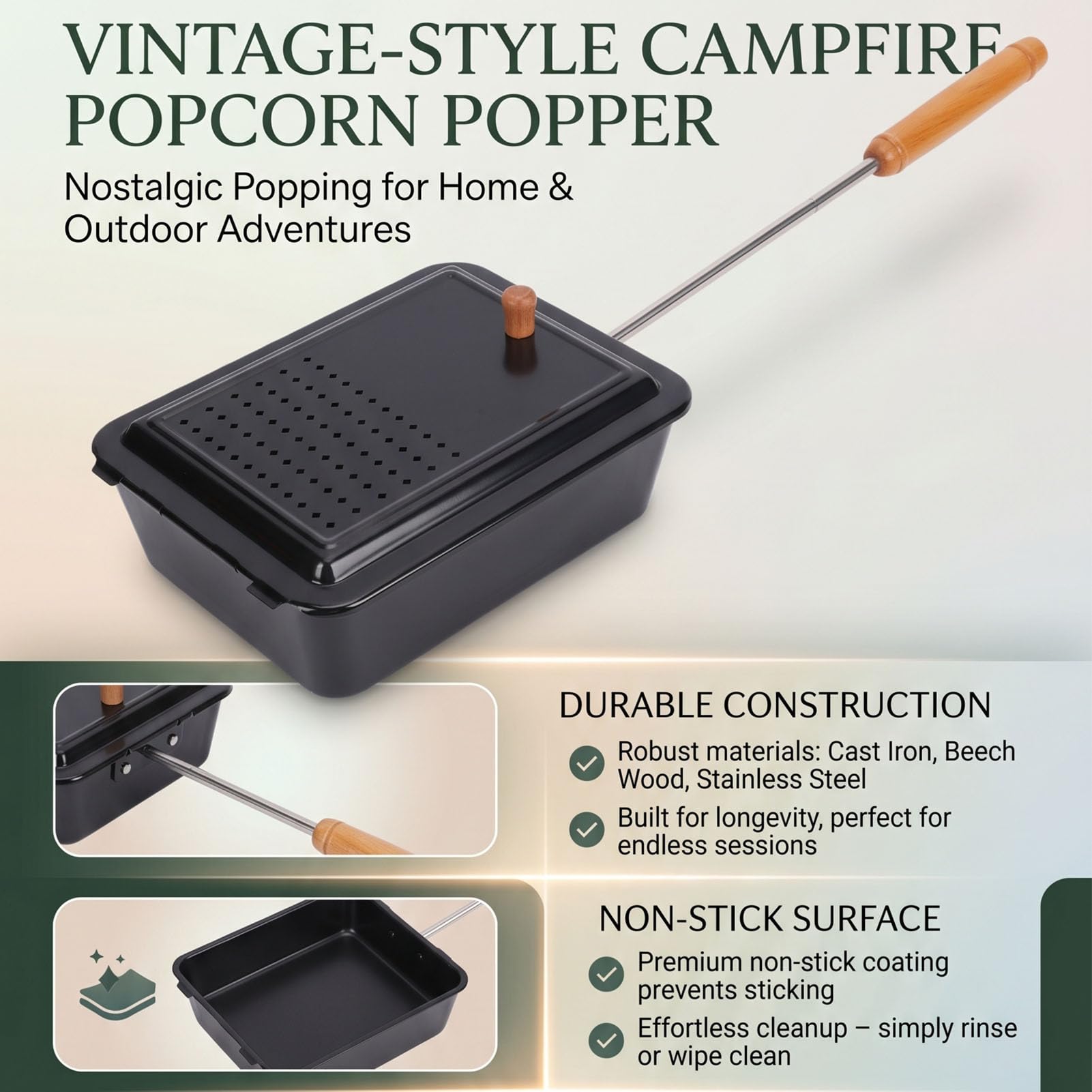 Matybobe Palomitero de Camping Hierro Duradero, Fabricante de Palomitas