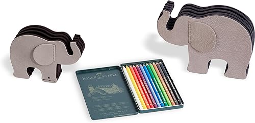 Miniatura 3 de Graf von Faber-Castell 118725 Portalápices Elefante en Gris con 12 Lápices de Colores Polychromos