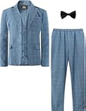 A&J DESIGN Boys' 3-Piece Suits Set Thick Jacket Pants Bow Tie Kids Plaid Formal Outfits