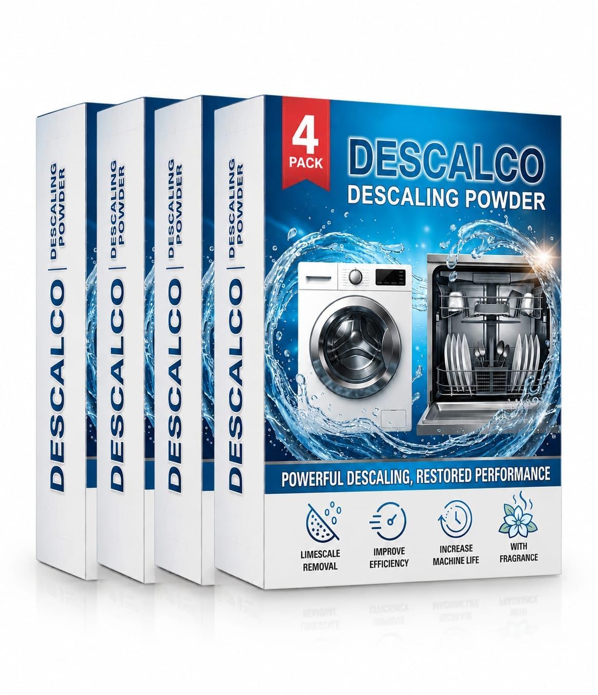Washing Machine Cleaner Descaling Powder | Deep Cleaning & Odor Removal Solution for Front Load & Top Load Machines | Removes Limescale, Dirt & Detergent Buildup|Pack of 4-image-13