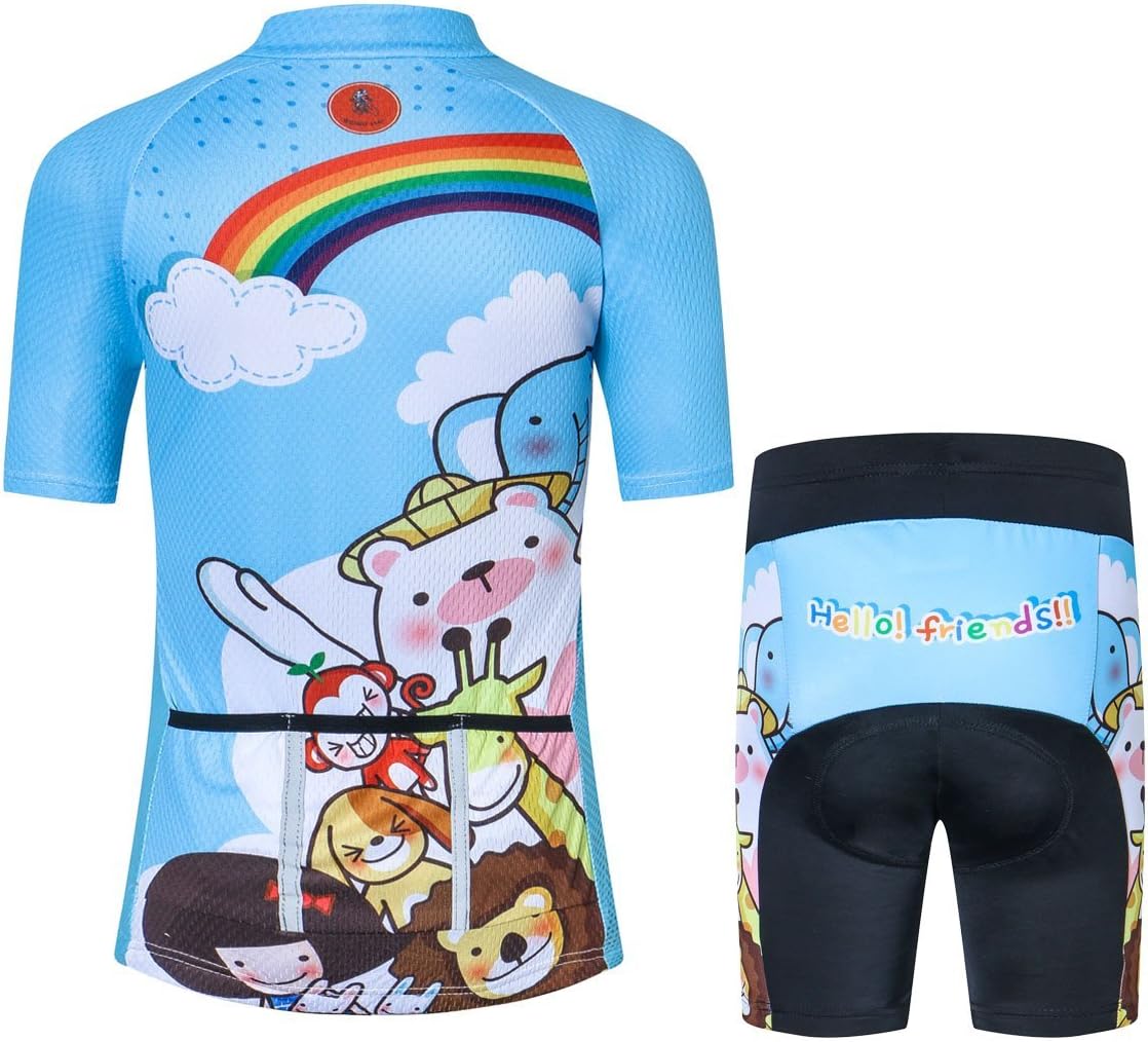 Cycling Jersey Kids,Short Sleeve Cartoon Road Mountain Bike Jersey Set/Top/Short for Girls Boys Breathable