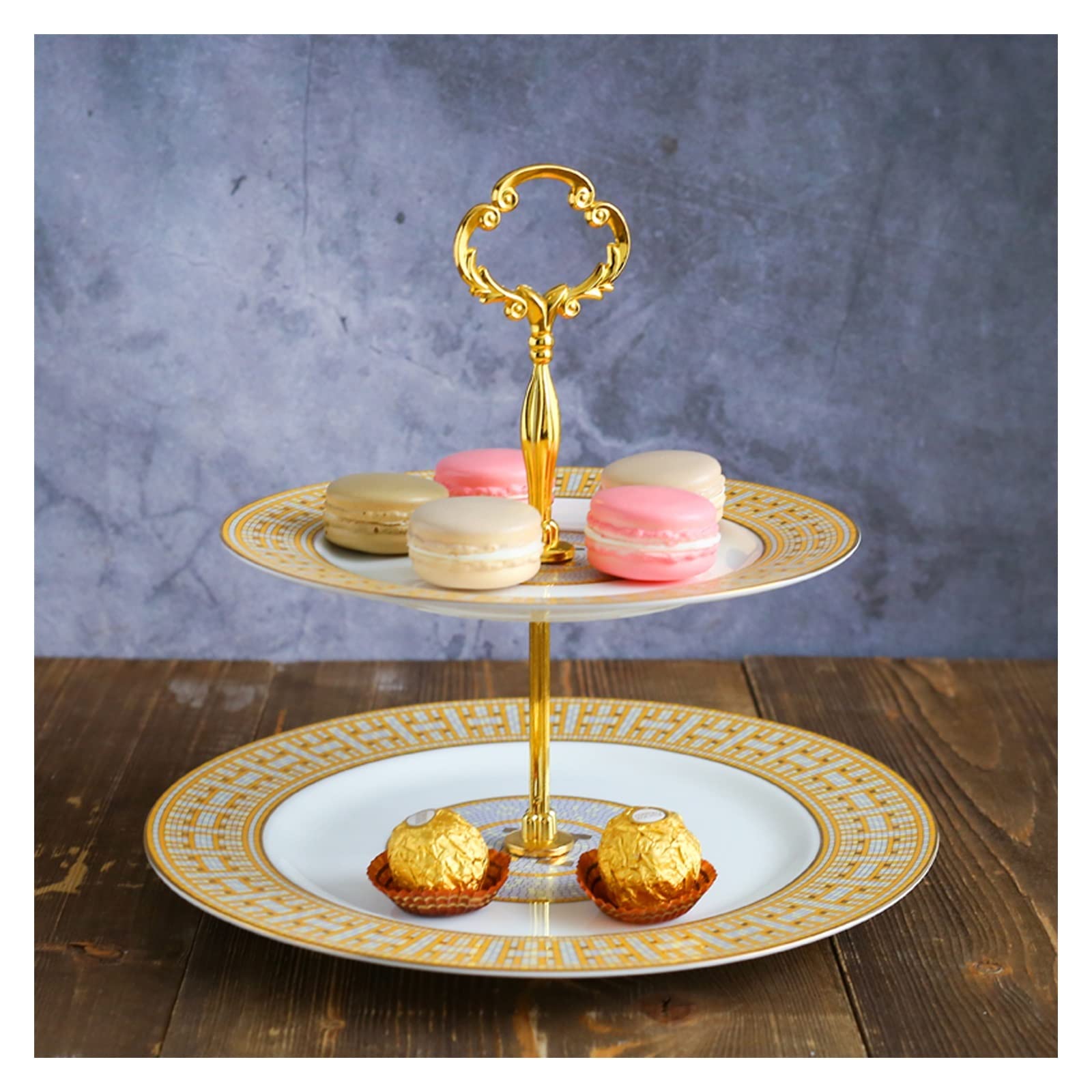 SUNESA Présentoir à Gâteau Plateau à Fruits Multicouche en céramique Table à Dessert Salon Double Support à gâteau Plateau à pâtisserie après-midi thé Snack Stand Stand de Gâteaux