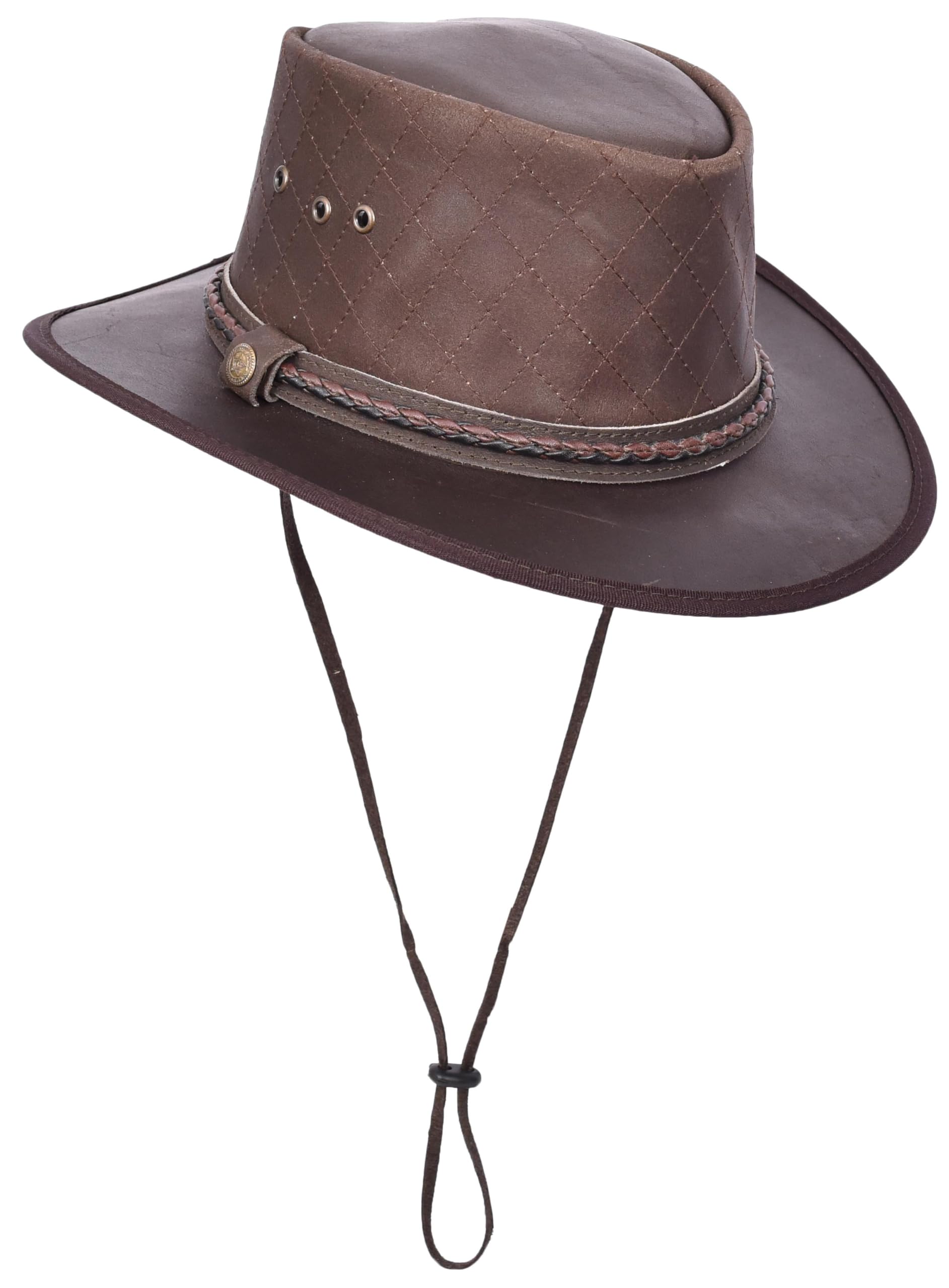 Sombrero australiano de piel auténtica, estilo vaquero, color marrón Ozzy