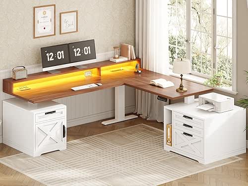 SEDETA Farmhouse L Shaped Standing Desk, 71" x 73" Height