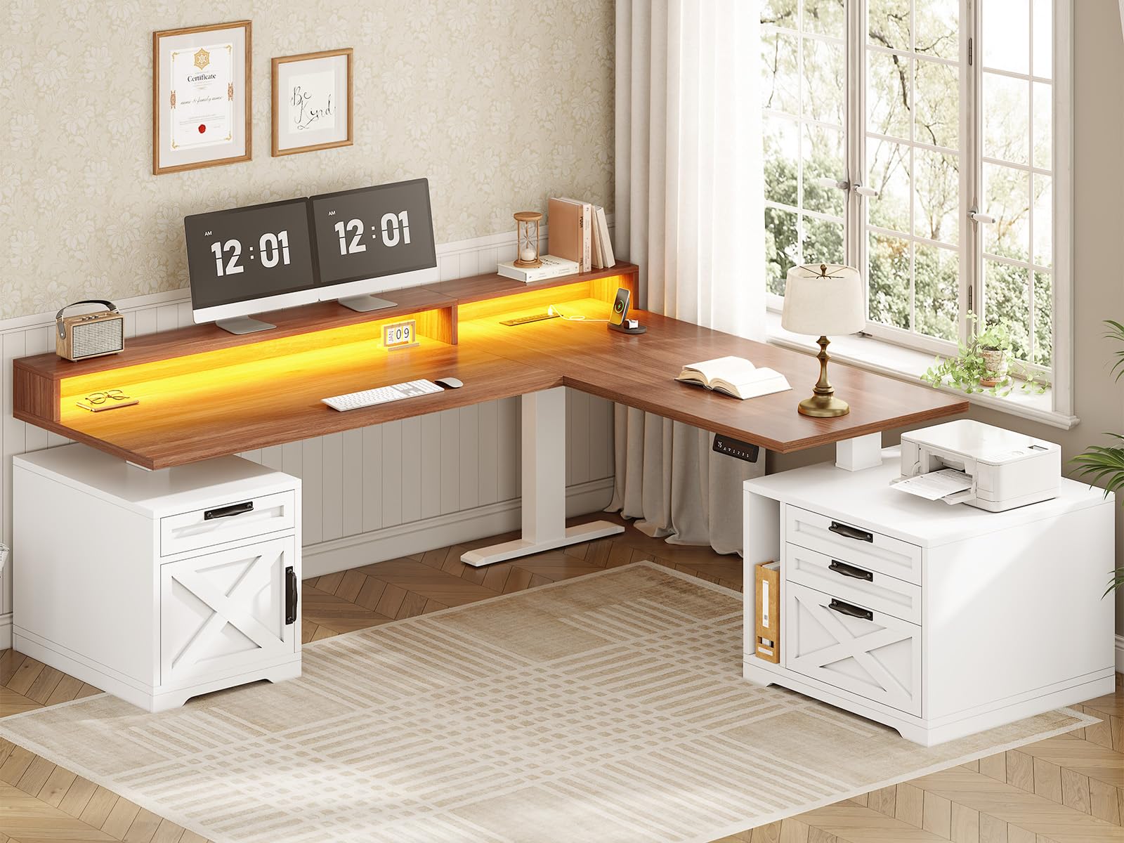 SEDETA Farmhouse L-Shaped Standing Desk 70x73
