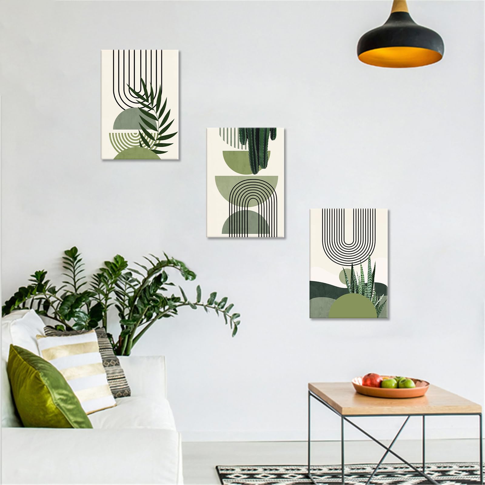 FajerminArt 3Pcs Framed Sage Green Canvas Wall Art, Modern Aesthetic Green Plant Wall Art Boho Home Decor Poster Canvas Painting Wall Decor for Bedroom Living Room Office Ready to Hang 30x40cmx3 Pcs — view 6