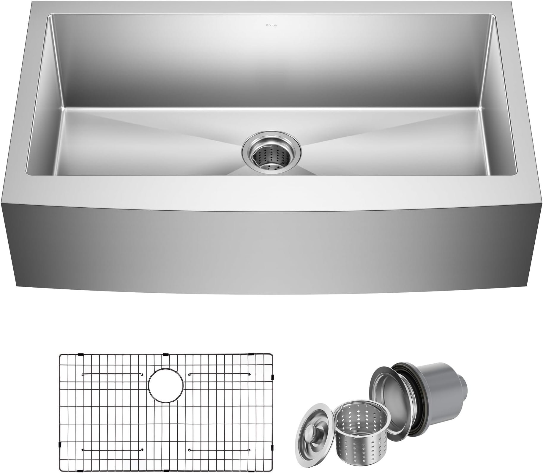 KHF200-36 Standart PRO Kitchen Stainless Steel Sink, 36 Inch Round Apron Single Bowl