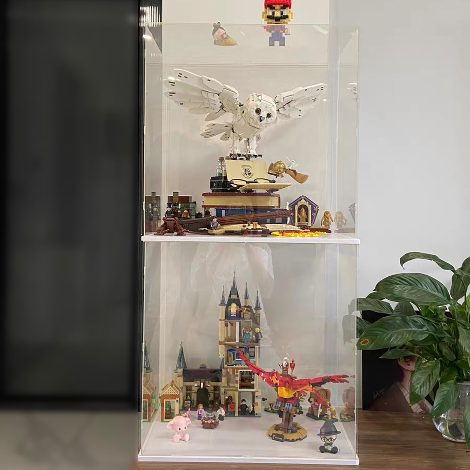 ELEpure Transparent Acrylic Display Case for Collecting Lego Figurine Improved Display Box Dustproof Storage with Base for Basketball Football (White - Image 4