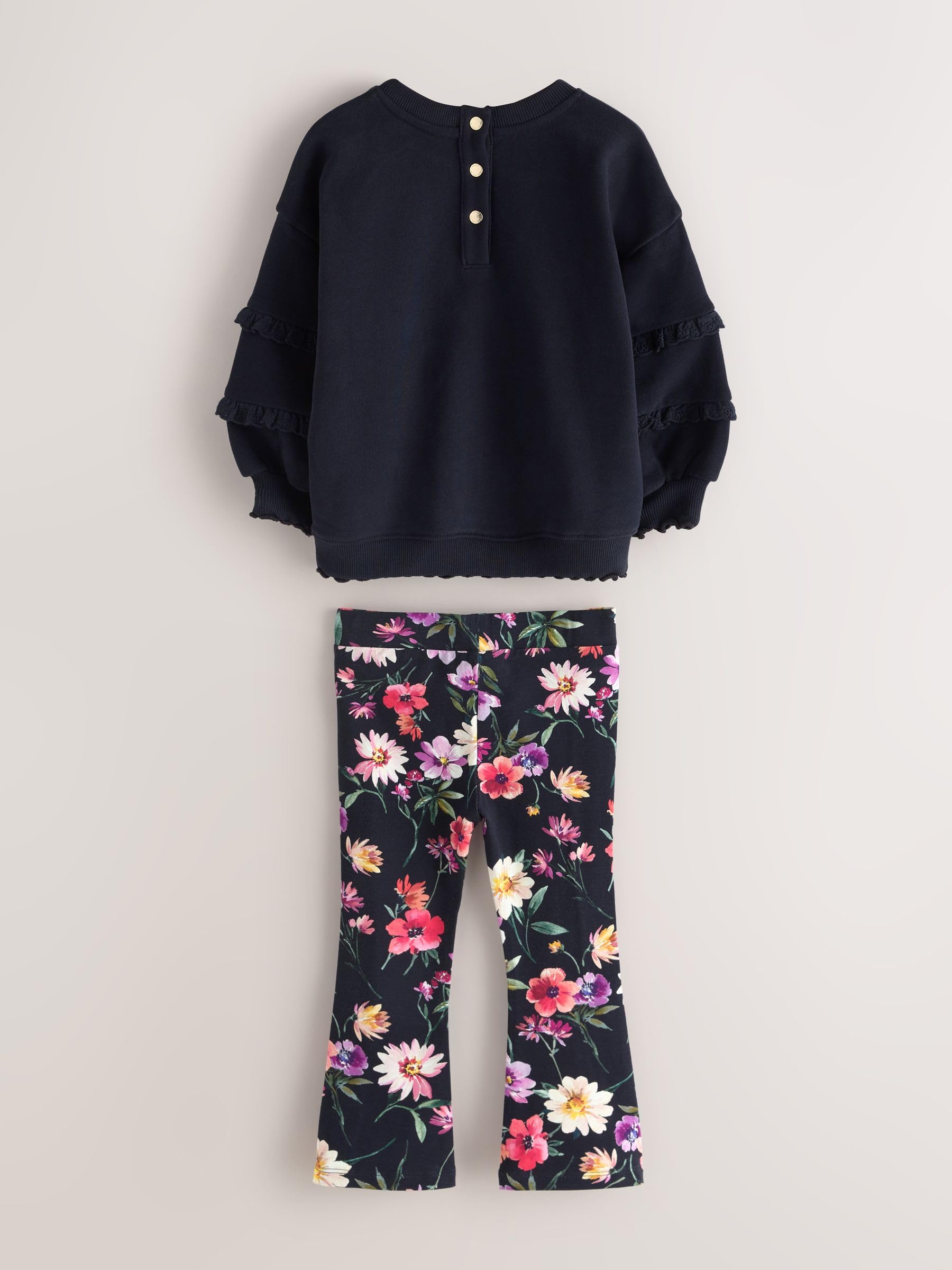 Bebés niña Conjunto de 2 piezas de sudadera y leggings acampanados con estampado floral
