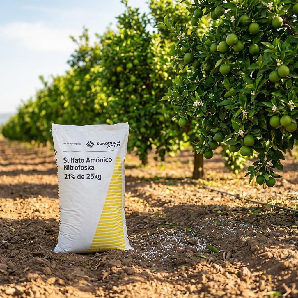 Suinga Sulfato Amónico 21%, Saco de 25 Kg de Abono | El azufre es un nutriente indispensable en todos los cultivos | Abono para Cultivos | Ideal para Árboles Frutales | Acción Inmediata