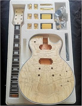 Unfinished Guitar Kit DIY Electric Guitar Kit Accessories Veneer Mahogany Solid Wood Body Handmade Guitar Body Color 3