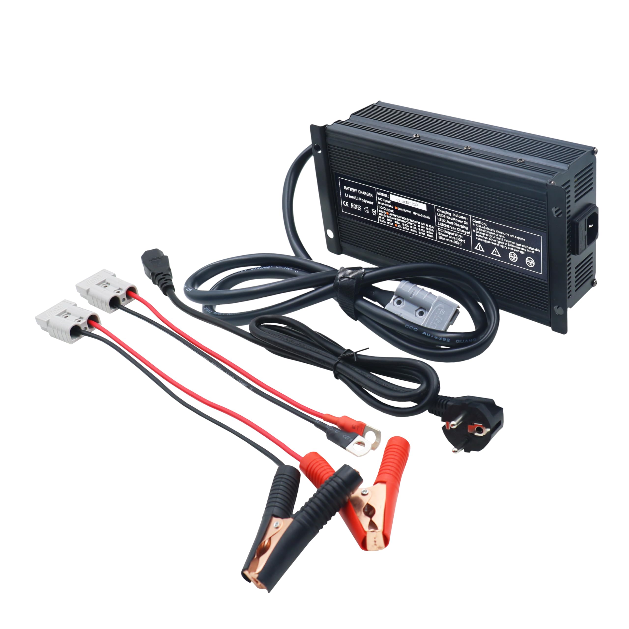 LiFePO4 Ladegerät 12V 30A | Schnelles Laden für Lithium Batterien | Plug & Play mit Anderson-Stecker & Schutzsystem | Inkl. 1,5 m AC & DC Kabel – für Wohnmobil, Boot & Solar