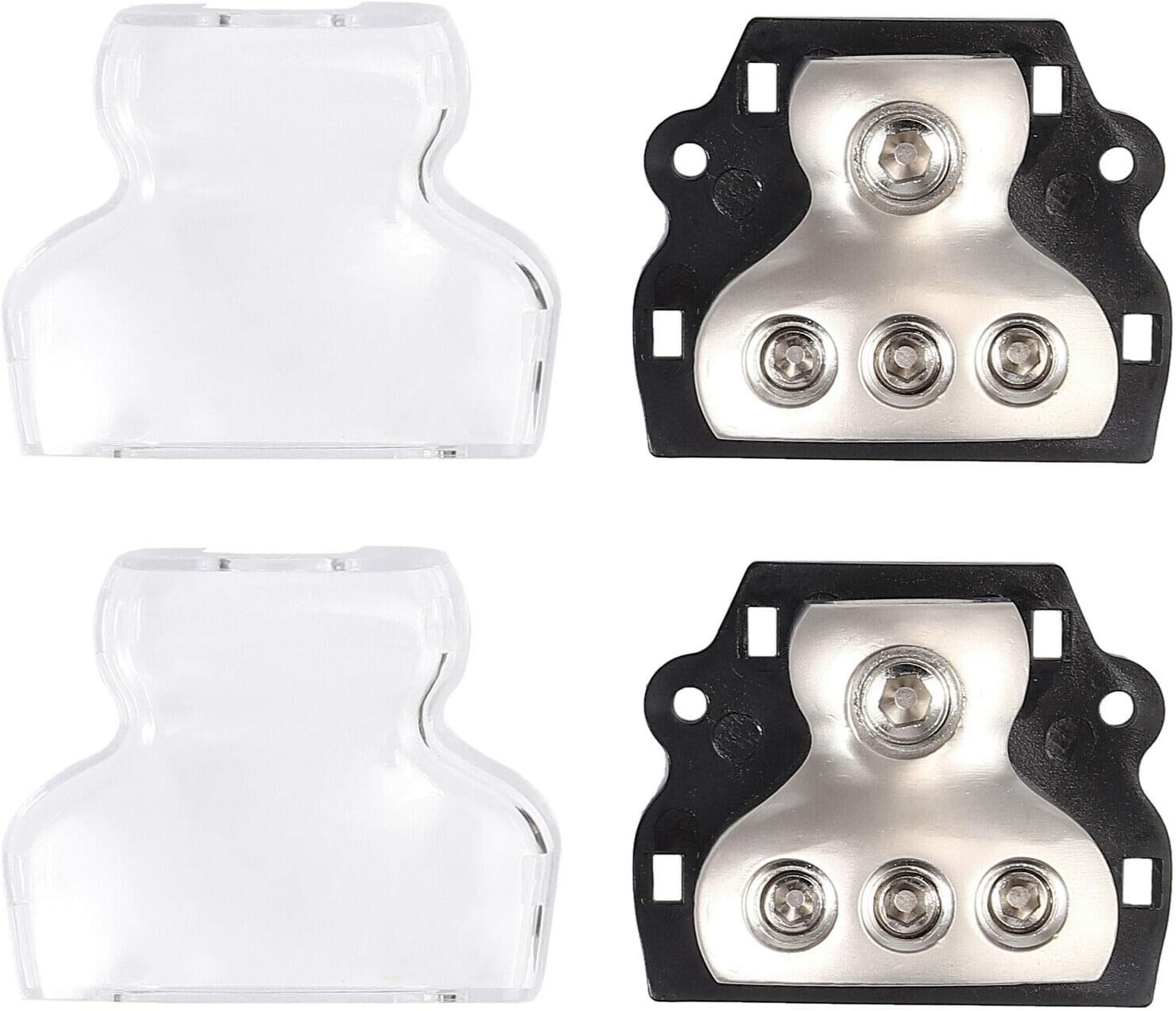 3 Way Power Distribution Block, 1x 0 Gauge in / 3X 4 Gauge Out Amp Power Distribution Ground Distributor Connecting Block for Car Amplifier Audio Splitter 2 Pack