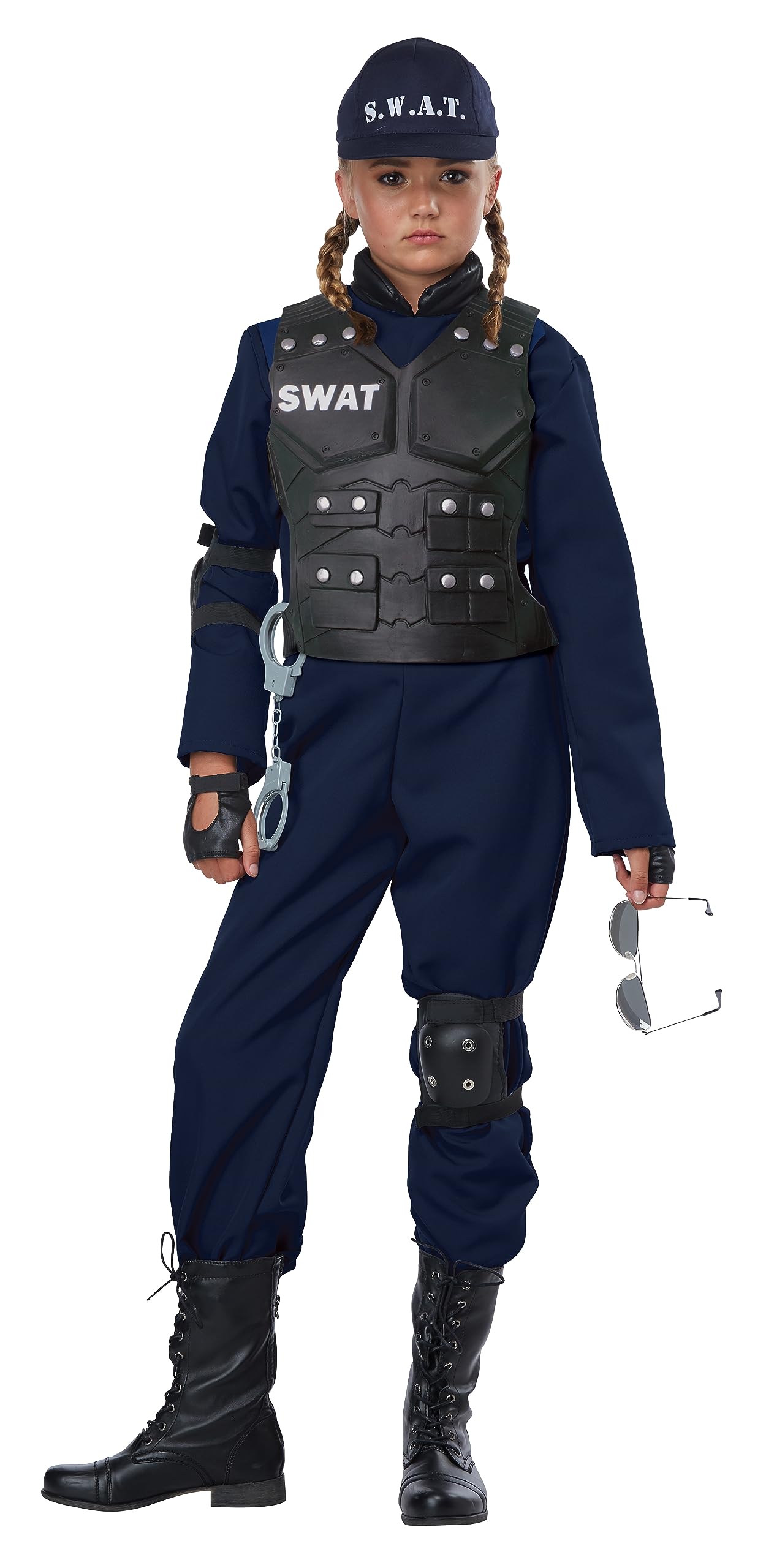 California Costumes SWAT-Kinderkostüm mit Brustpanzer Karnevals-Verkleidung blau-schwarz - 152 (10-12 Jahre)