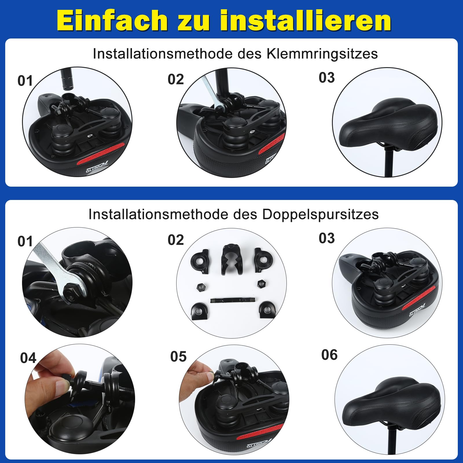 Siodełko rowerowe żelowe Pro 2.0, szerokie, super miękkie, wygodne, oddychające, amortyzujące wstrząsy, ergonomiczne, z pianką z pamięcią kształtu, wodoodporne