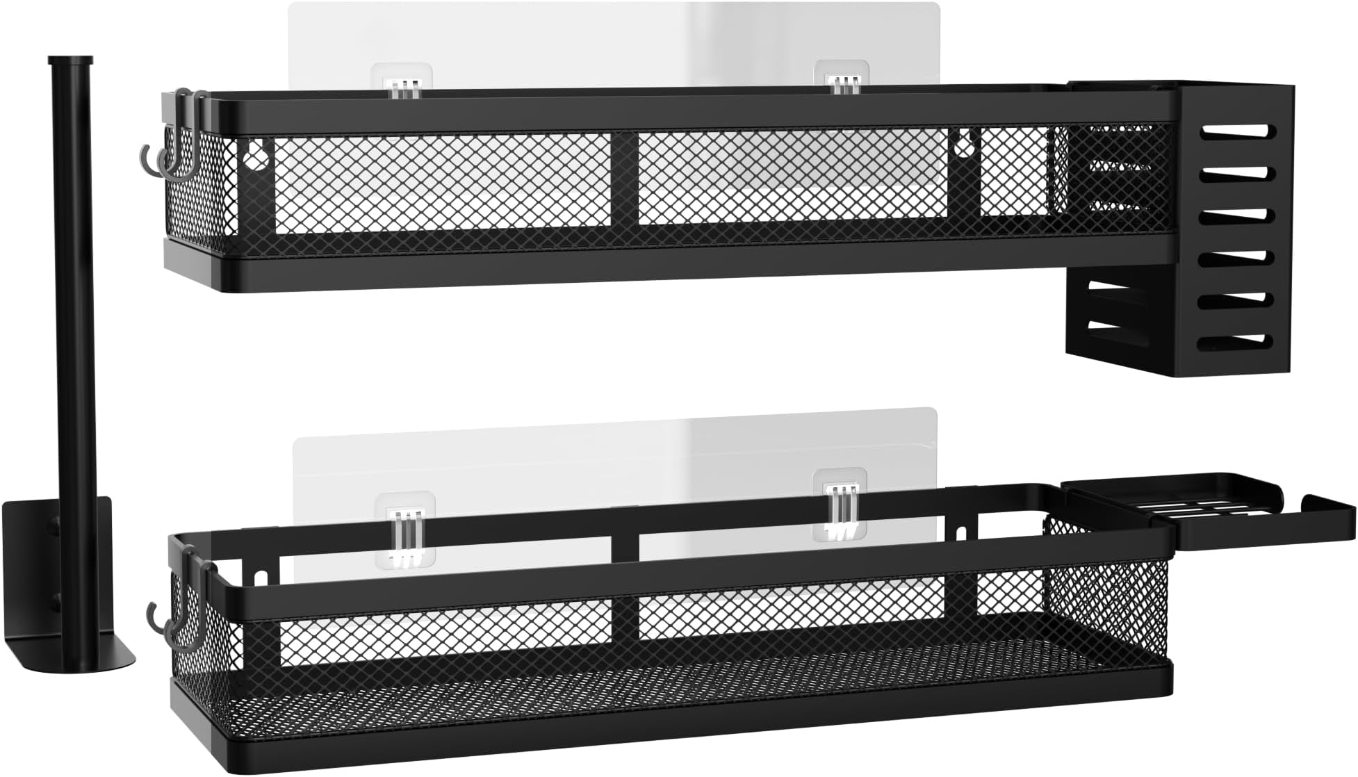 PUSDON Metal Wall Hanging Basket 2 Packs DIY Suitable for Multiple Scenes - Large Black Netting Suit