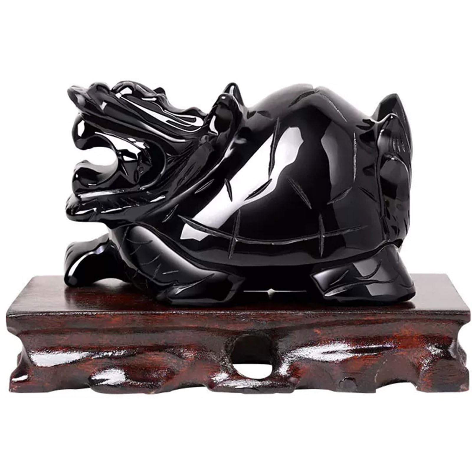 Dragón Tortuga Obsidiana Estatua Riqueza Prosperidad Escultura -