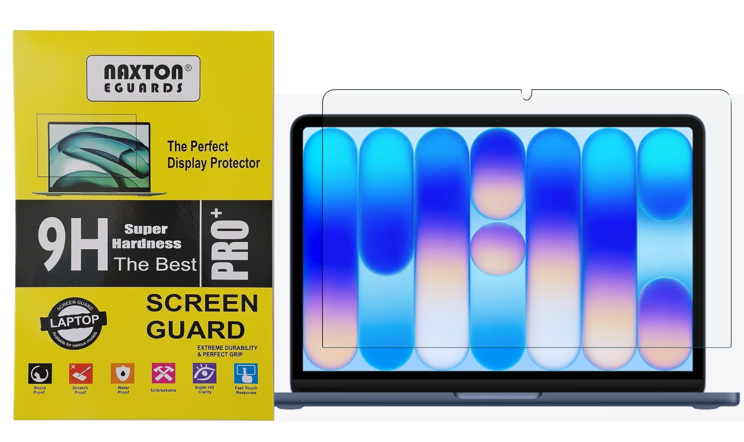 NAXTON® 9H Pro Plus Eguards for Macbook Neo A18 Pro 13 Inch (2026 Model) [Bubble Free], [Anti-Scratch], [HD Clarity] Customised for full Screen cover - NOT A TEMPERED GLASS (Size: 13.0 INCH)