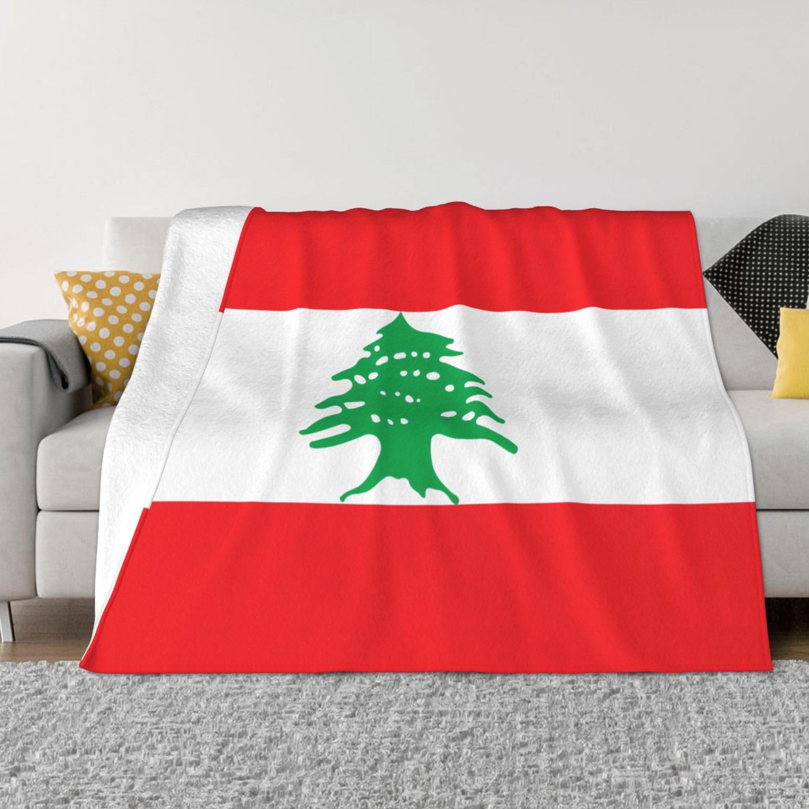 Manta de viaje portátil de 80 x 60 pulgadas, suave, resistente a las arrugas, plegable, exquisita bandera del Líbano
