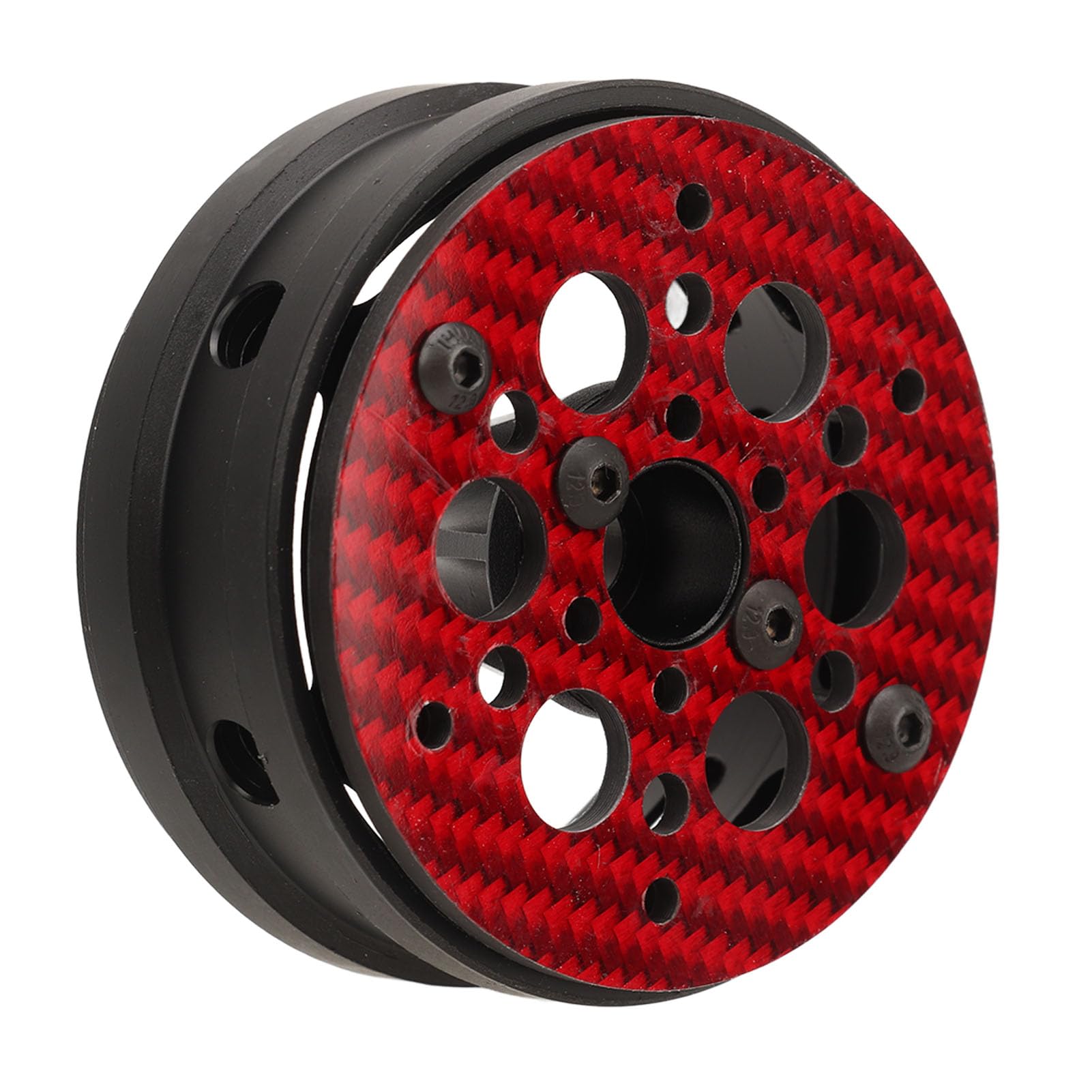 Chrees Cerchi leggeri in fibra di carbonio RC, 4 cerchi in alluminio da 1,9 pollici per auto RC 1/10 con centro in nylon, compatibili SCX10 RR10 (rosso)