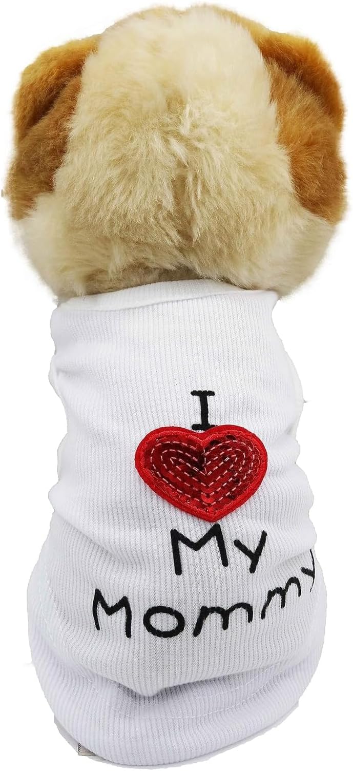 Small Dog Clothes XXS Puppy Dogs Shirt I Love My Mom Mommy Dad Daddy Dog T Shirts for Small Dogs