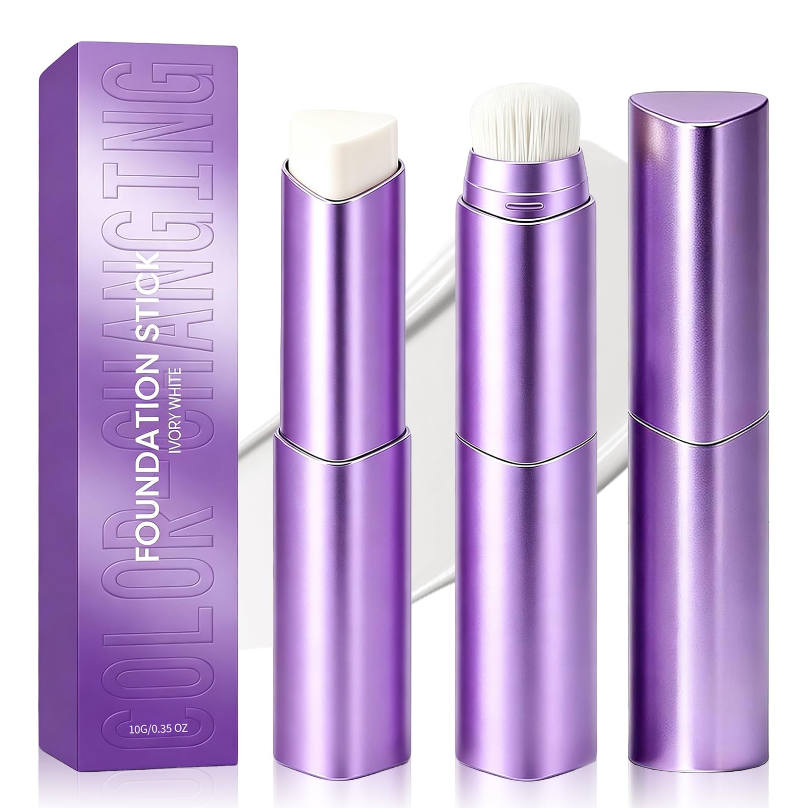2Pcs Facelove Foundation Stic – 2-In-1 Facelove Changing Foundation Stick With Blending Brush, Moisturizing Long-Lasting Makeup For Suitable For All Skin Types, Natural-Looking Finish