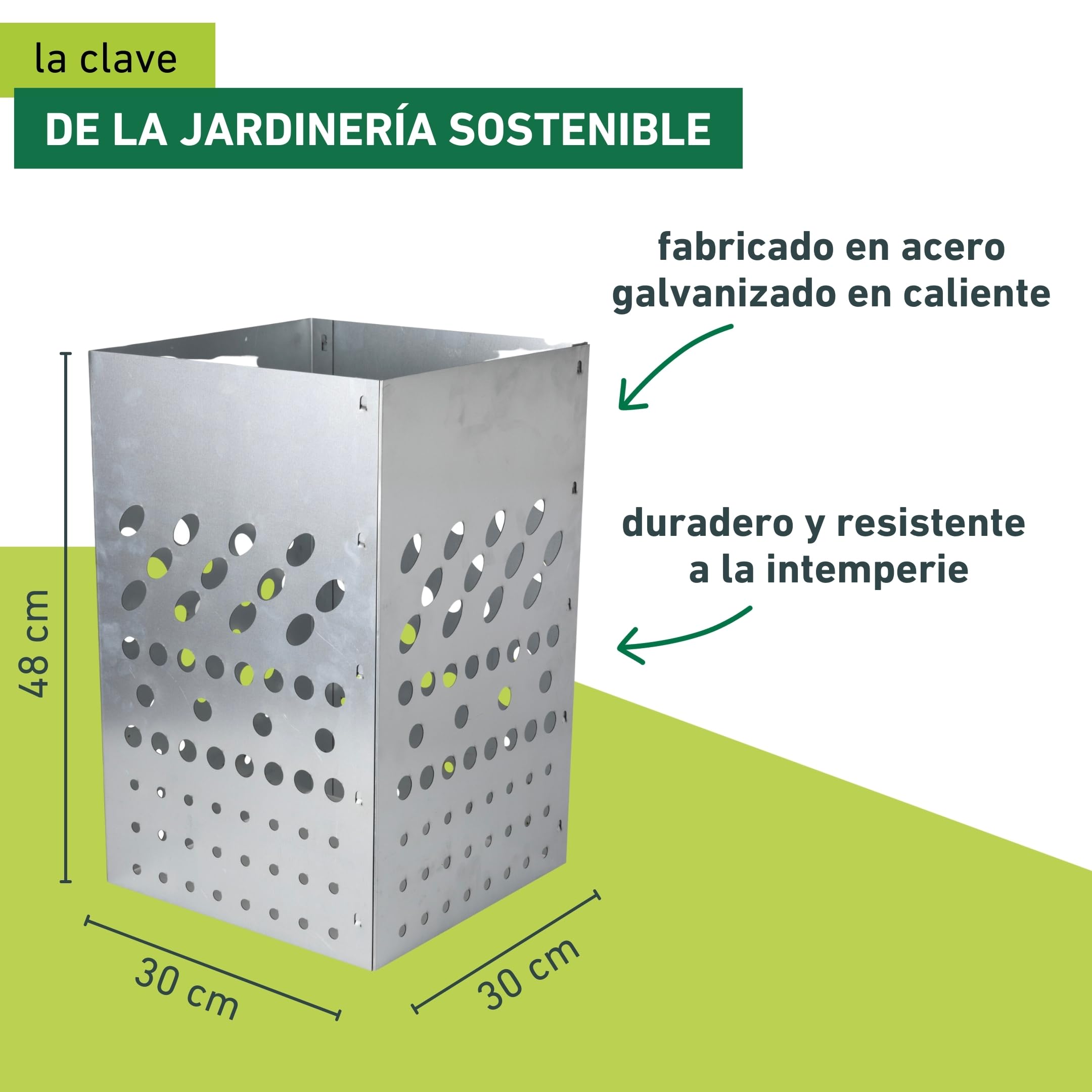 Windhager Compostador para lechos elevados, 30 x 30 x 48 cm, Acero galvanizado en Caliente, lombricompostador, compostador para lechos enterrados, Resistente a la Intemperie y Duradero, Plata