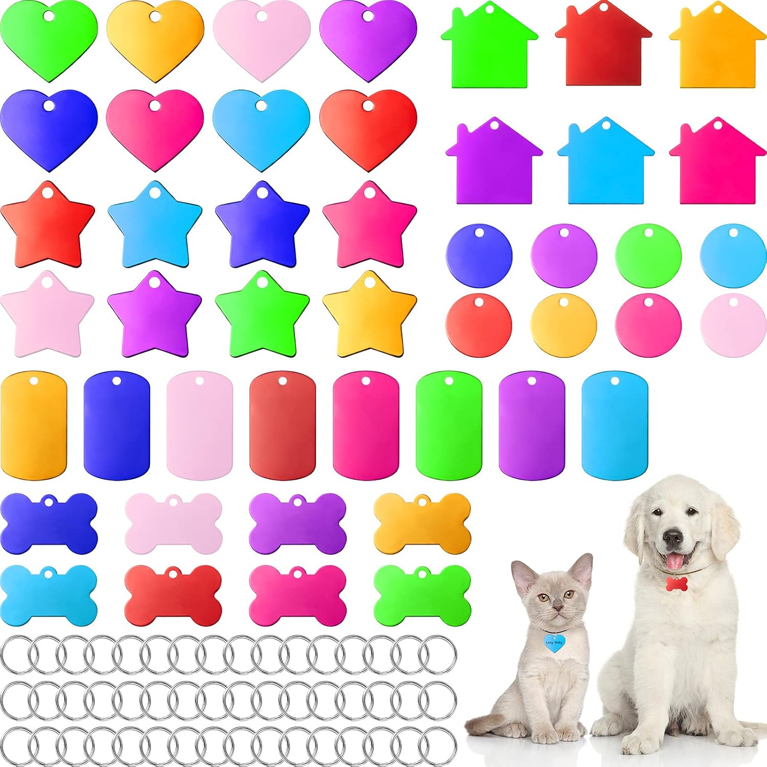48 Pcs Colorful Aluminum Pet ID Tags for Dogs and Jamaica Ubuy - Main Image