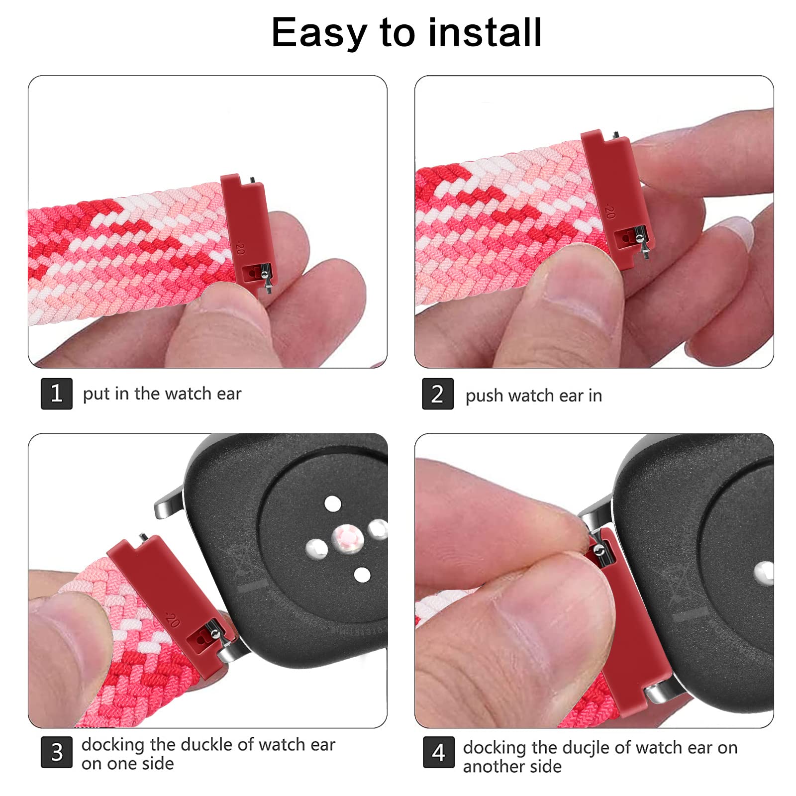 Cinturino per Amazfit Active, 20mm Sport Nylon Ricambio Elastica Cinturini per Amazfit GTS, GTS 4 Mini, GTS 4, GTS 3, GTS 2, GTS 2 Mini, GTR Mini, Amazfit Bip, Bip U, Bip U Pro, Bip 3, Bip 3 Pro