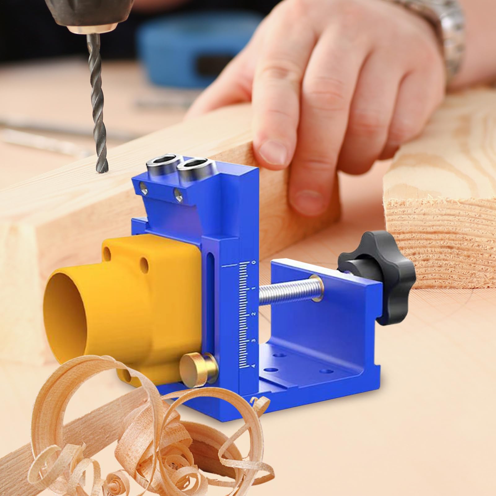 Foro tascabile | Modello di guida di perforazione per foro tascabile falegnameria | Localizzatore di assemblaggio per telaio con raccolta di polveri - Per la lavorazione del legno e la falegnameria