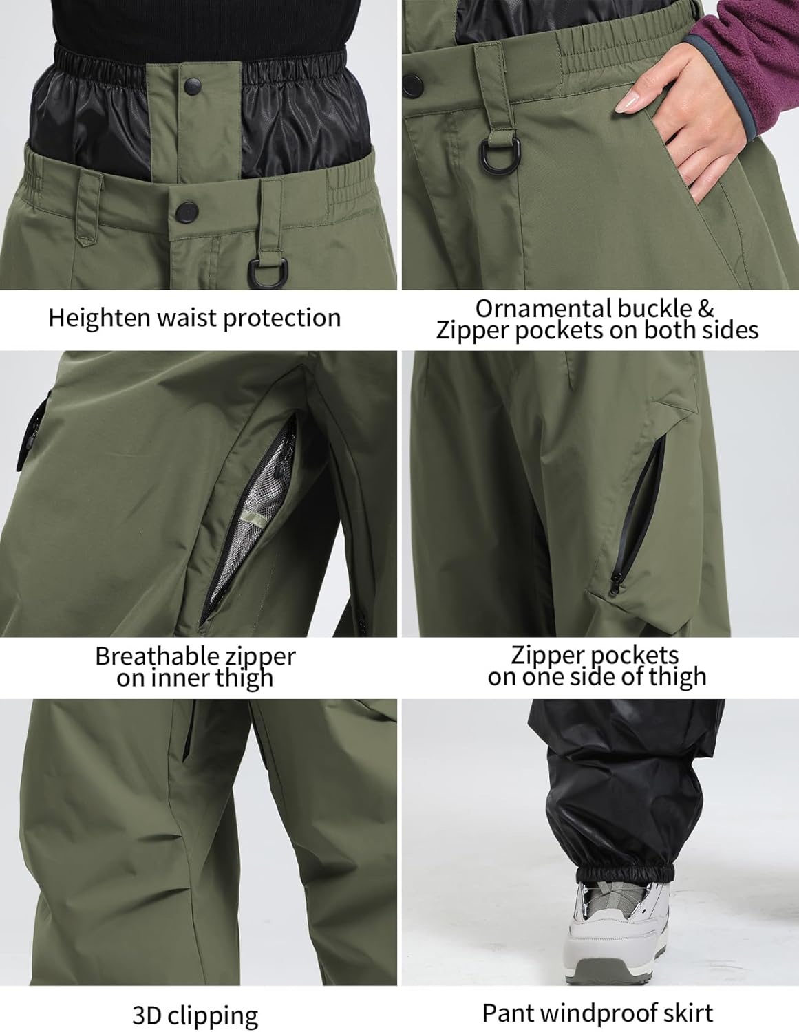 GSOU SNOW Women's Ski Jacket and Pants Set Baggy Snowboard Jacket Snow Suit Waterproof Windproof Hooded Coat - Image 5