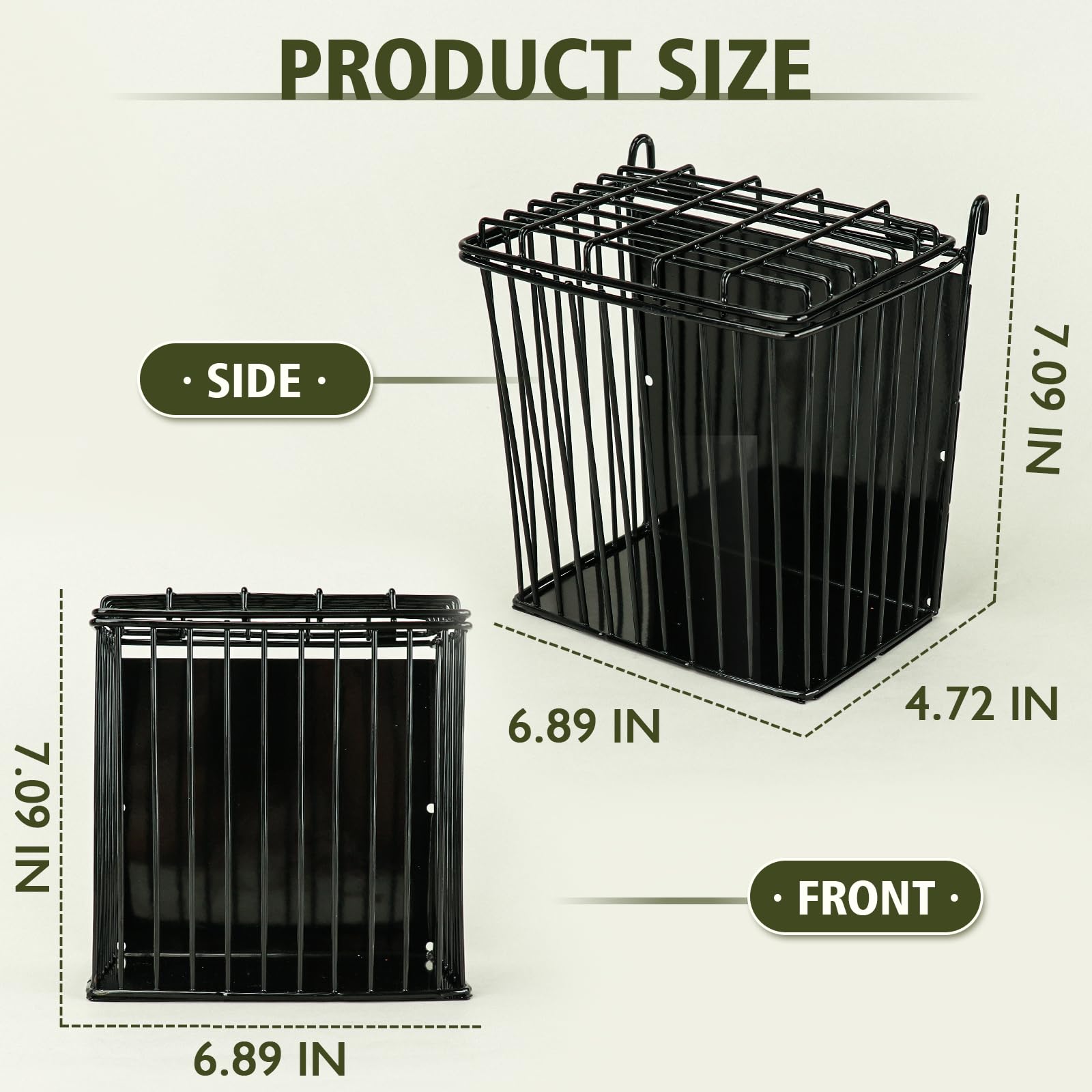 New Upgraded Rabbit Hay Feeder,Comes with Lid to Prevent Critters from Jumping in,Metal Frame Hay Rack with Adjustable Hook,for Rabbits Guinea Pigs Bunny Chinchillas Small Animals (Black) - image 4