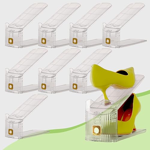 Miniatura 13 de Organizador transparente para zapatos, paquete de 36 ranuras ajustables para zapatos, organizador para armario, apiladores de zapatos transparentes,