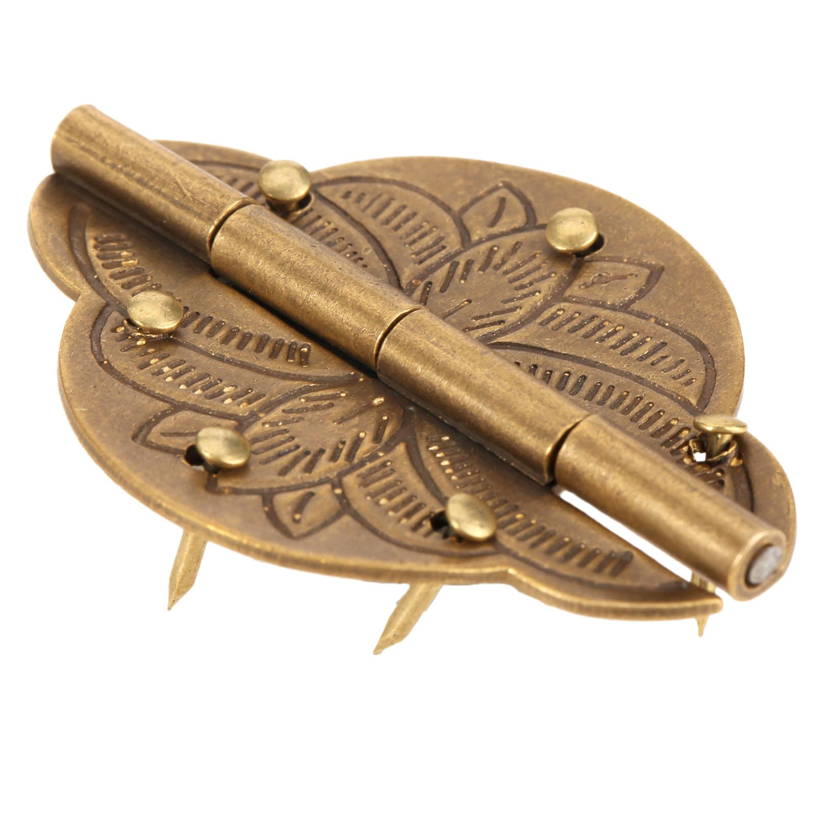 JianLing 2PCS Antique Brass Decorative Hinges 85x30x8mm With Copper Nails Wooden Box Hinges