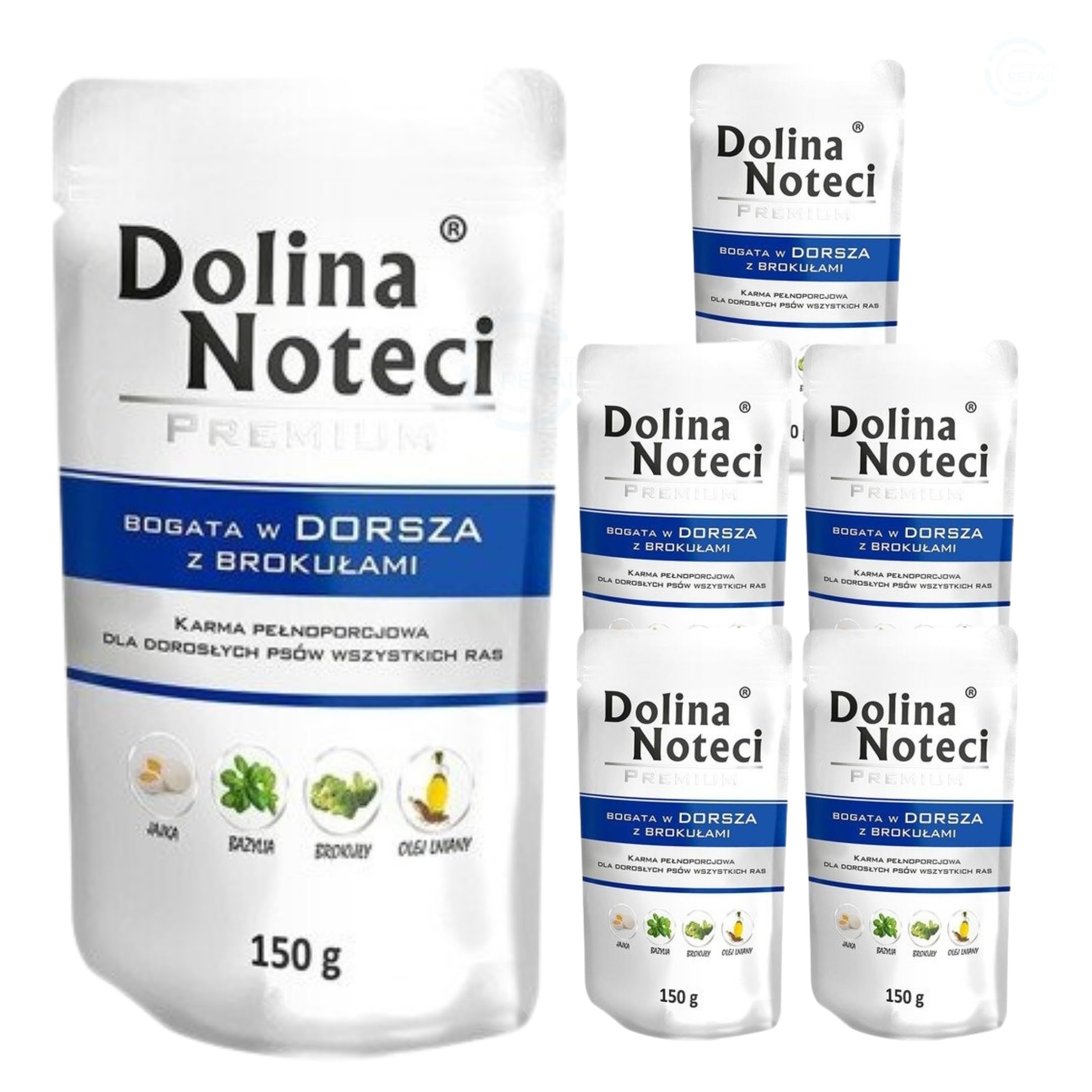 Dolina Noteci Premium Adult Wet Dog Food with Trout, Complete Dog Food, Gluten-Free (6x150g)