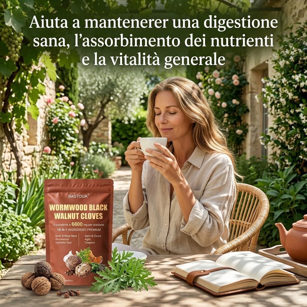 Assenzio Noce Nera e Chiodi di Garofano,18 in 1 Vegano Miscela di Erbe,2PC