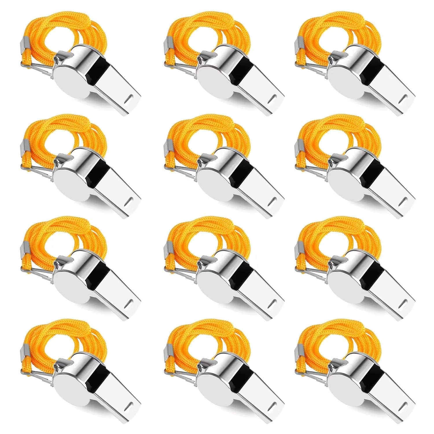 Whistles, Stainless Steel Sports Loud Crisp Sound Whistles with Lanyard,Whistles Great for Referees, Coaches