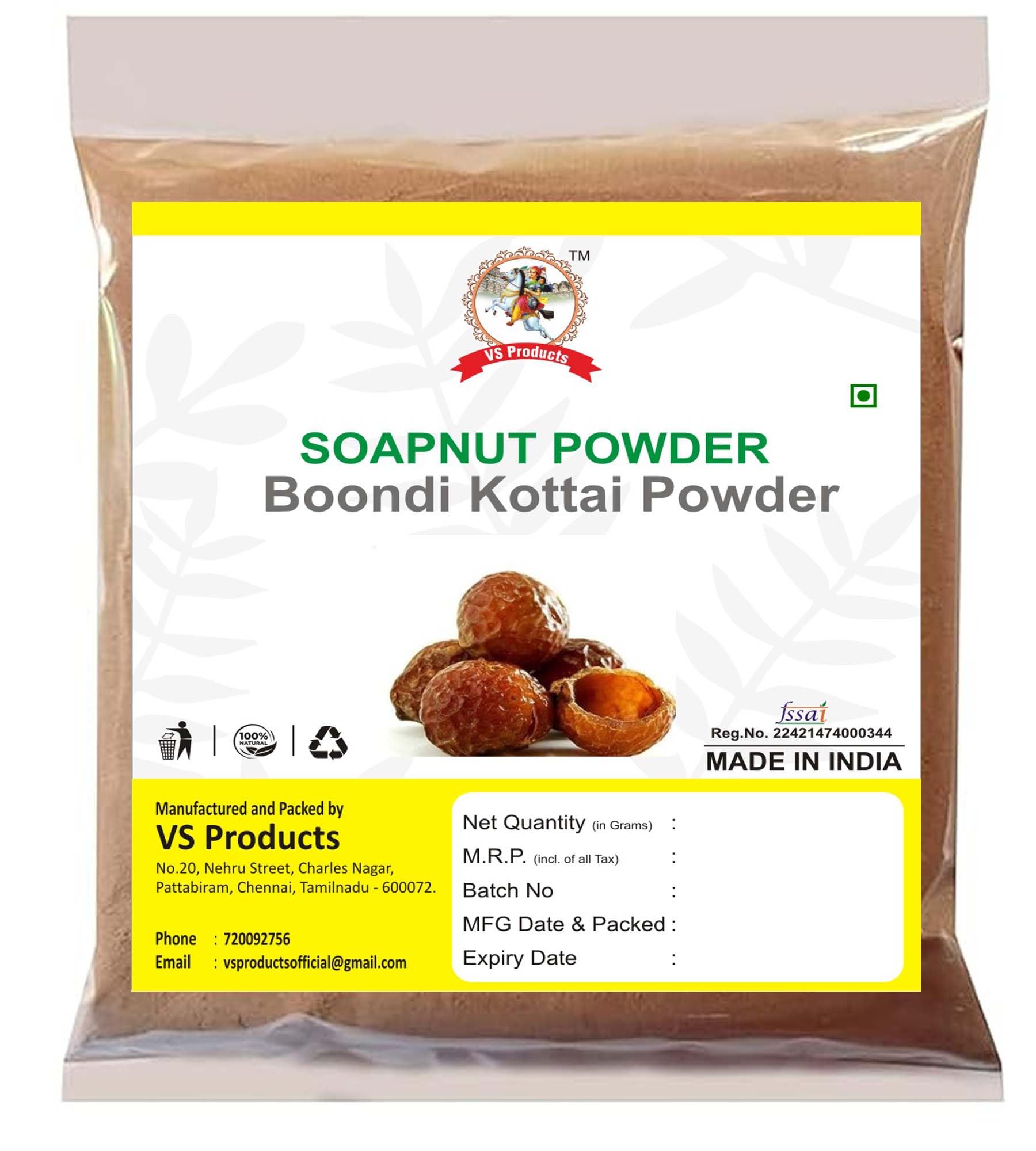 VS Products Boondi Kottai Powder l Reetha Powder l Soapnut Powder, 50g