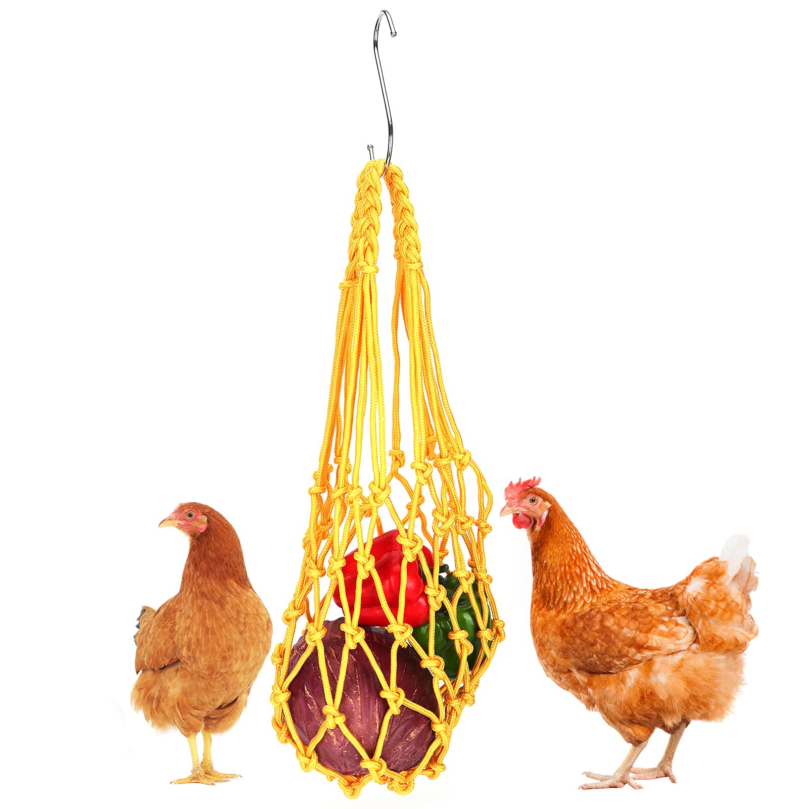 Kip Groente String Bag Fruit Treat Feeder met haak voor ganzenpluimvee, blauw (groen