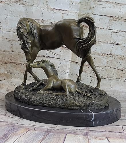 Miniatura 2 de EUROPEAN BRONZE Signed Bugatti Mare W/Foal Horse Bronze Sculpture Hot Cast Figurine Figure Art Gift Art Deal Handmade