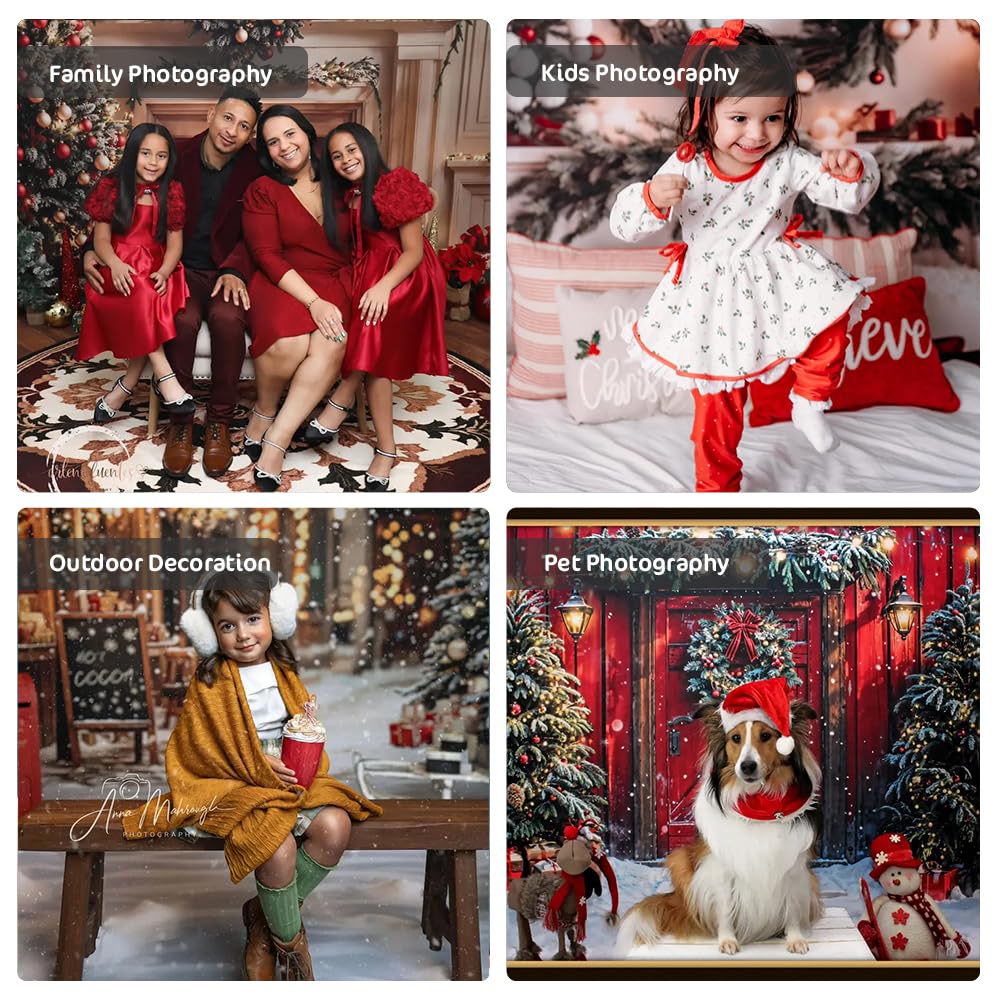 Kate Fondo de fotografía de Navidad, árbol de Navidad, fondo de buzón de nieve para niños, accesorios de estudio de video (10 x 8 pies)