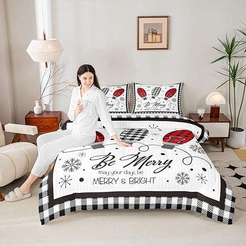 Miniatura 15 de Juego de edredón de Navidad para niños tamaño queen, ropa de cama festiva de dulces navideños, decoración de dormitorio/cabaña de Navidad para Multi