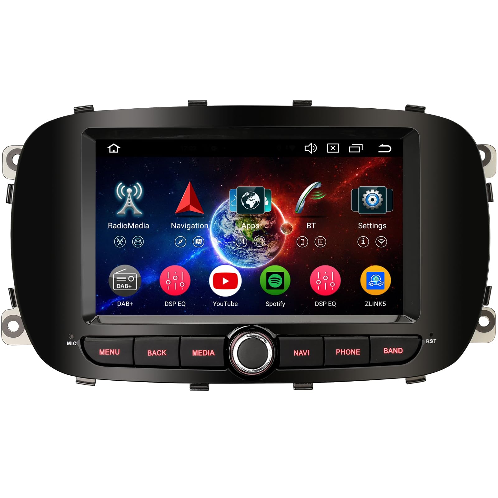 erisin 8-Core 4GB+64GB Android 14 Autoradio Bluetooth 5.0 per Fiat 500X Supporto Senza fili Carplay Android Auto GPS DSP WiFi SWC Dab+ OBD DVR Radio Navigatore IPS Schermo Tattile