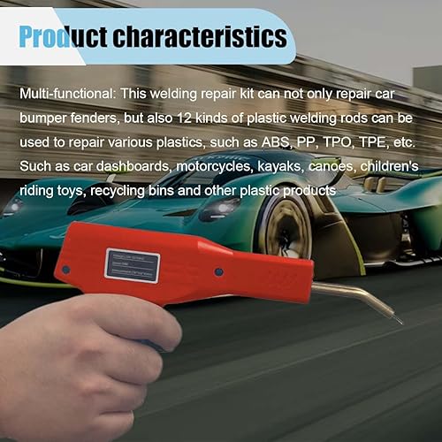 Miniatura 4 de Kit de soldador de plástico, pistola de soldadura de plástico con 4 tipos, 1000 grapas, grapadora en caliente, kit de reparación de parachoques con