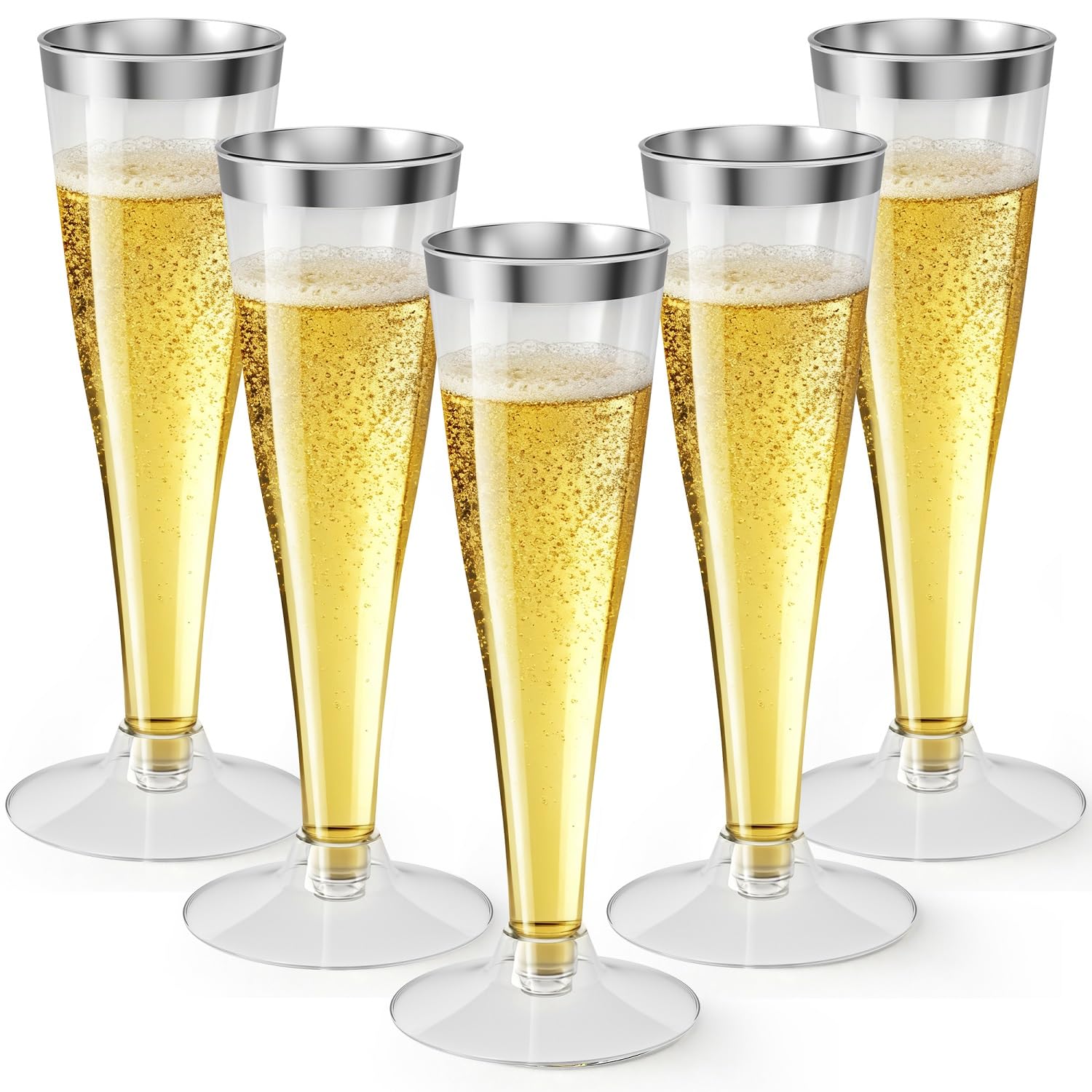20 Pack Champagne Flutes Plastic Wine Glasses Disposable, 4.5 Oz Gold Rim Mimosa Glasses for 2026 Engagement Wedding Birthday Bar Soccer Football Party Supplies, Bulk Toasting Cocktail Cups — Amazon image 17