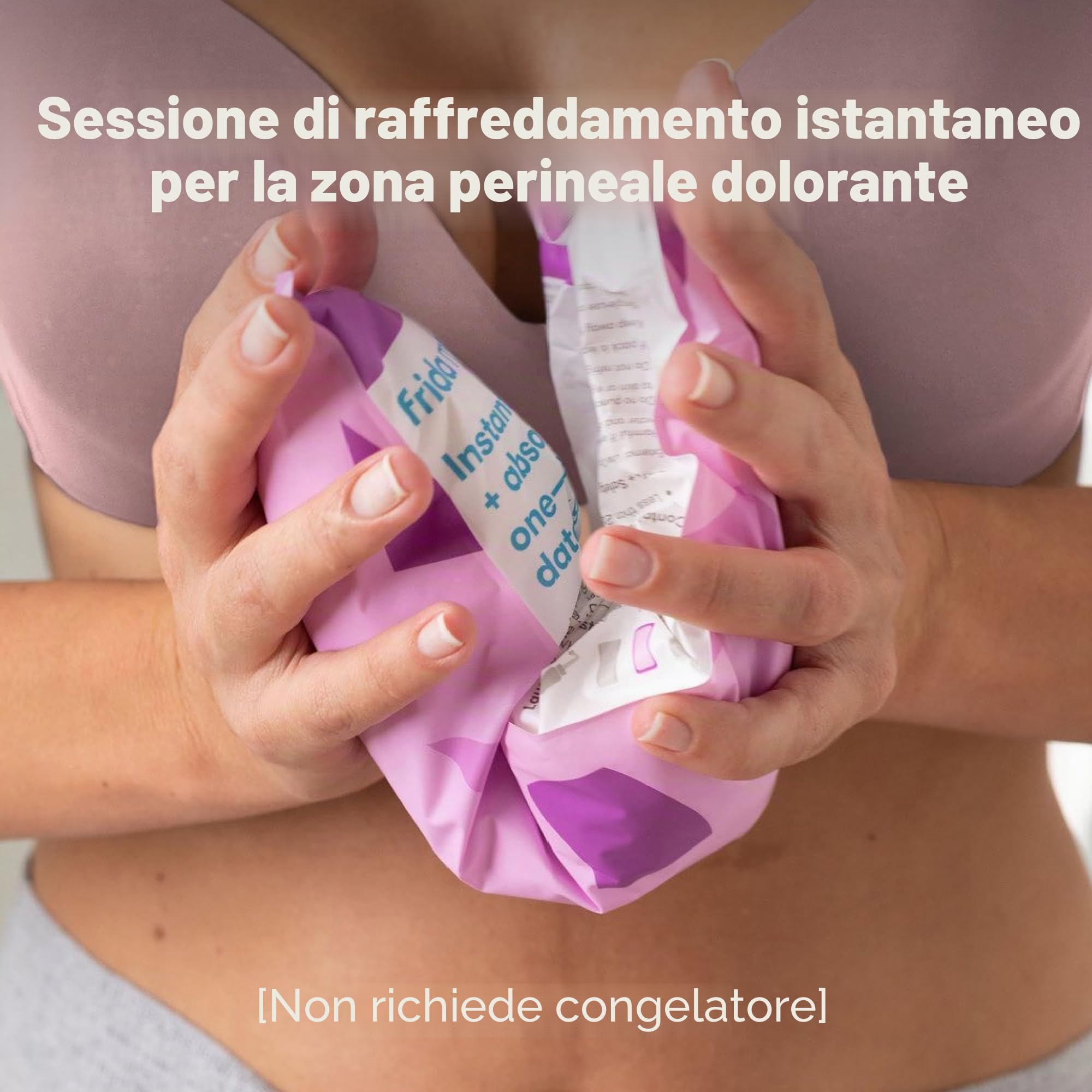 Frida Mom Assorbenti 2 in 1 per il post-parto, Assorbenti postpartum refrigeranti per Terapia del freddo con Ghiaccio istantaneo, 8 pezzi + 2 intimo monouso