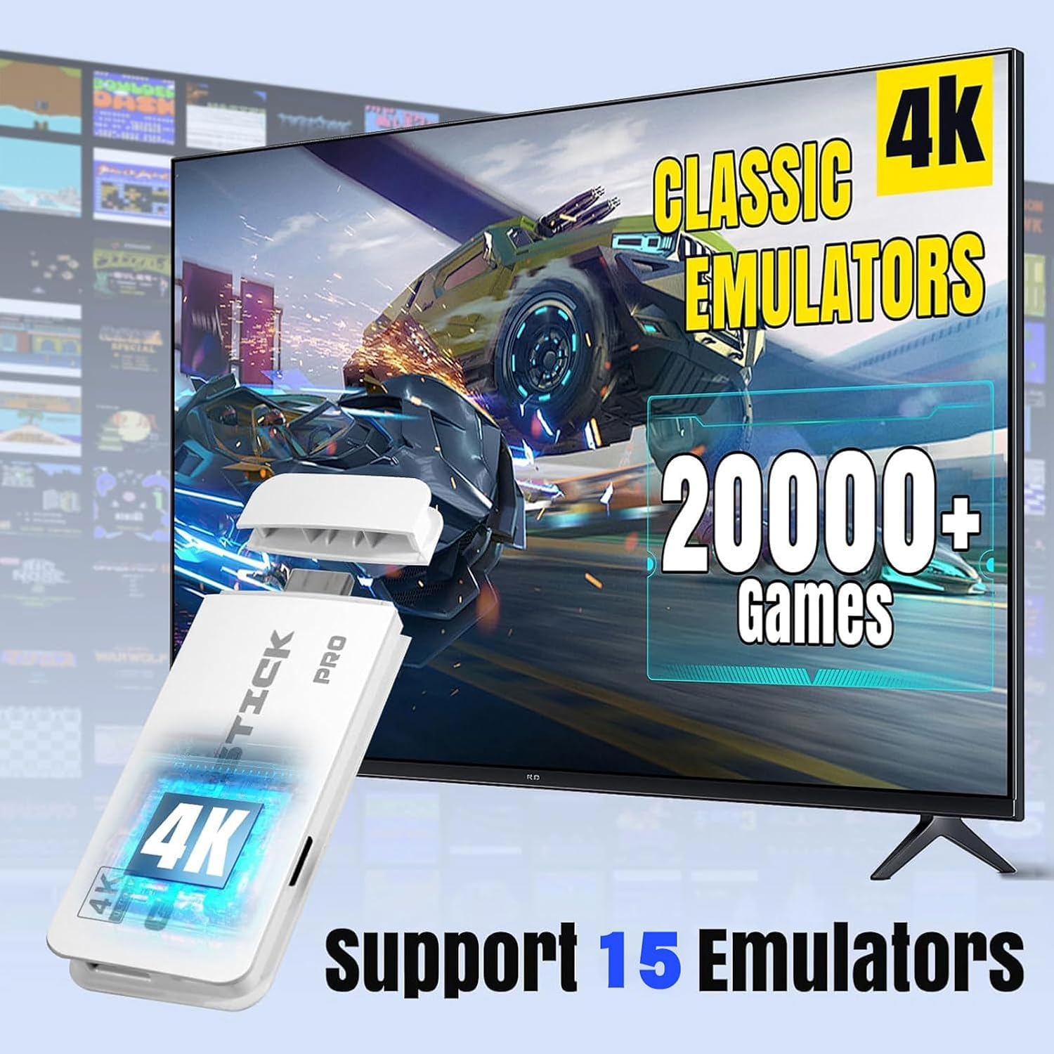 2026 Retro Konsole mit über 20.000 Spielen, 23 Emulatoren, 4K HDMI Plug & Play Spielkonsole mit 2.4GHz Wireless Controllern mit Schalter, Unterstützt TV & Projektor (Weiß)