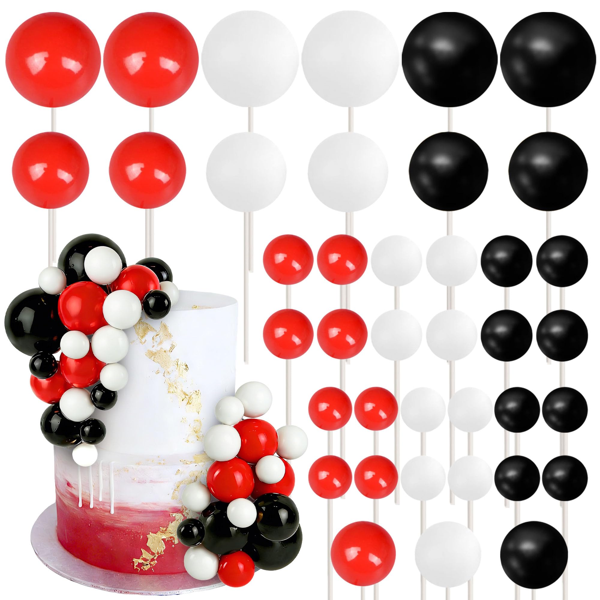 SYKYCTCY 75 Pack Balls Cake Toppers Balloon Cake Topper Ball Cake Picks Foam Ball Cupcake Toppers Mini Balloons Cake Decorations for Wedding Enaggement Bridal Shower Birthday Party Supplies โ image 1
