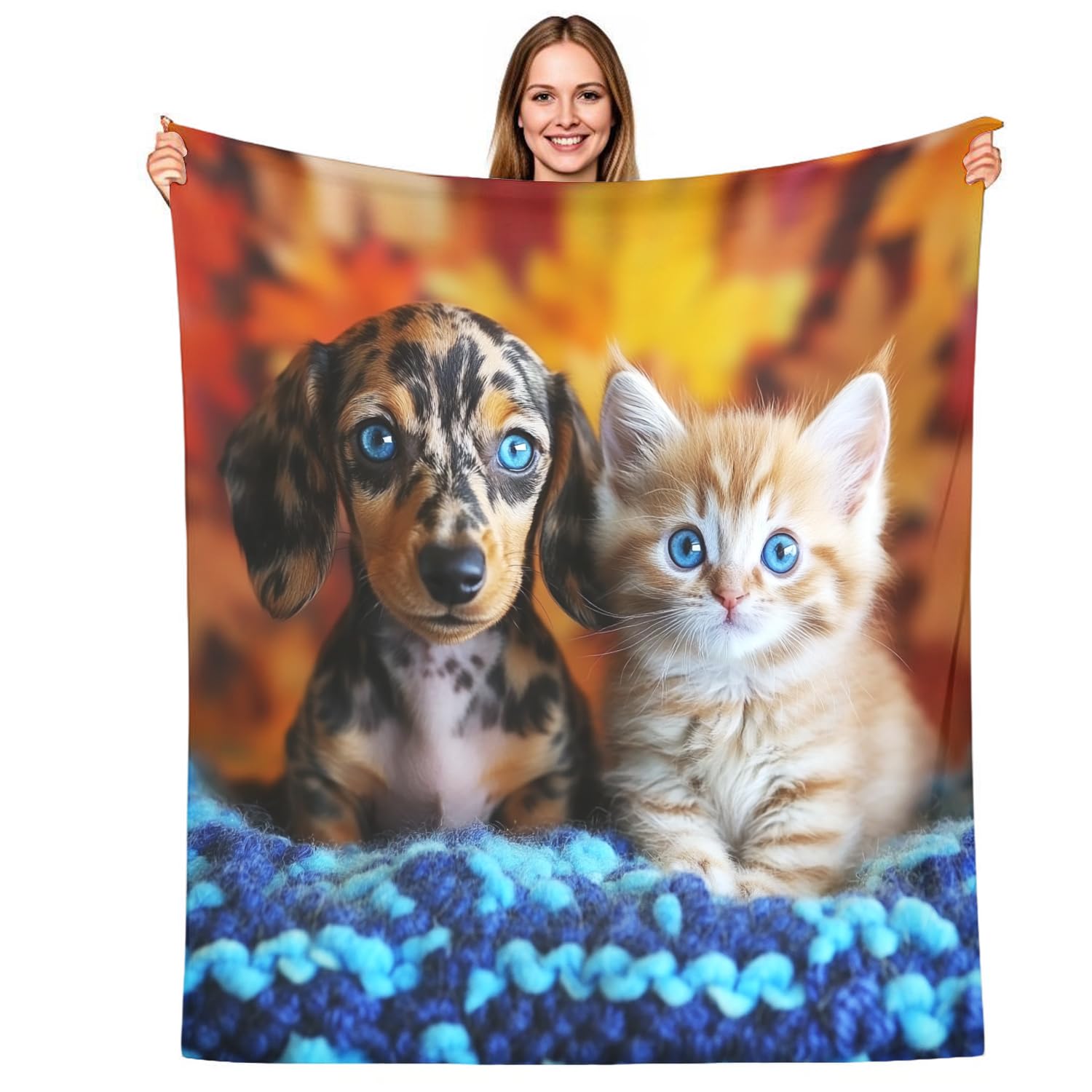 Couverture chaude teckels et chats 130x150 cm le cadeau idéal toutes saisons