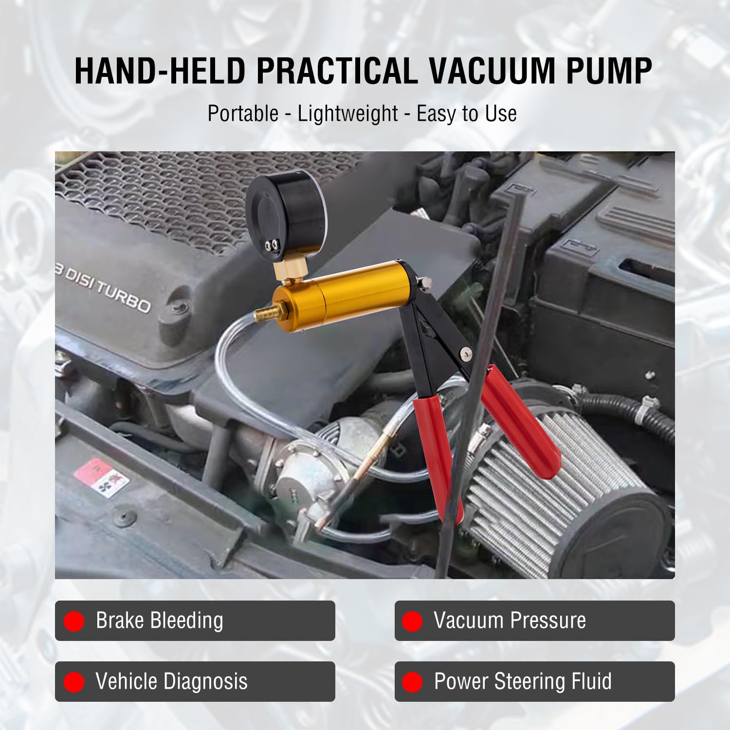 KATSU Kit di spurgo dei Freni Set di Tester per Pompa a Vuoto tenuto in Mano Strumento di spurgo dei fluidi per autoveicoli Motociclette 450820